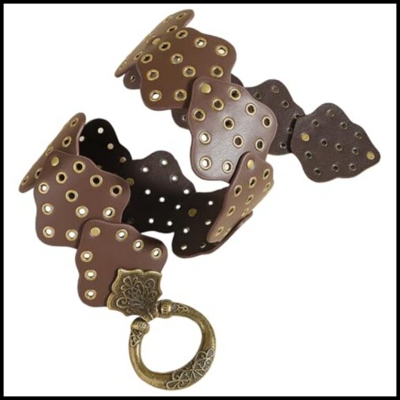 Boho Western Wide Leather Belt Vintage Cowgirl Style Metal Buckle Adjustable main image 4